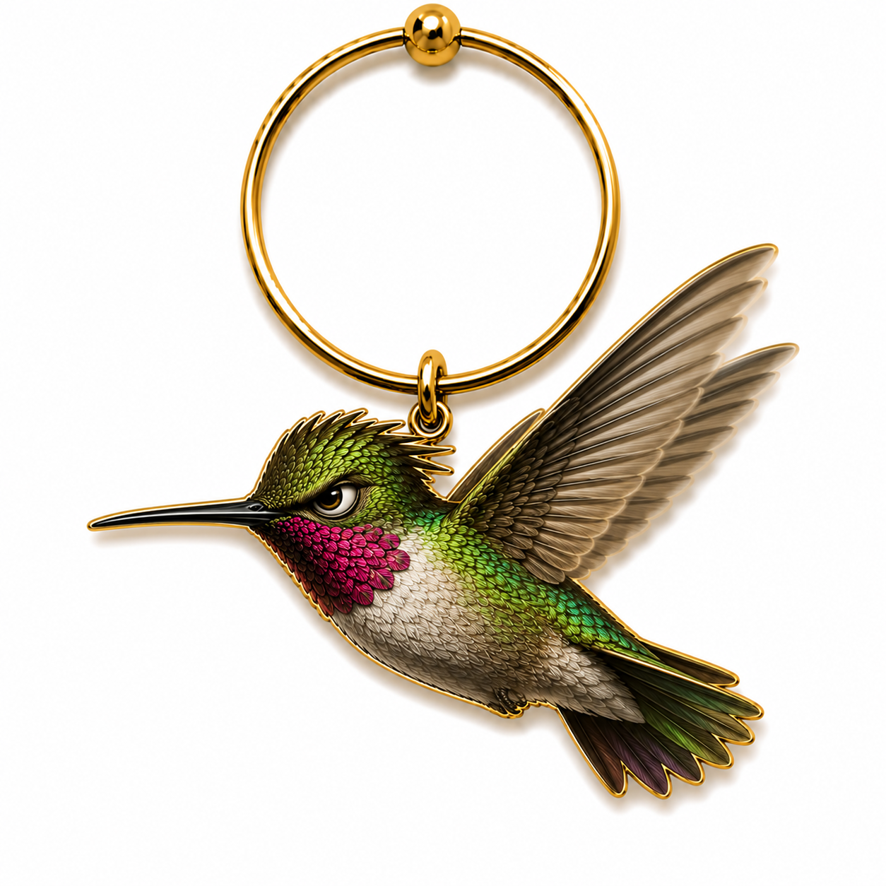 The Overachiever — Ruby-throated Hummingbird wine charm illustration