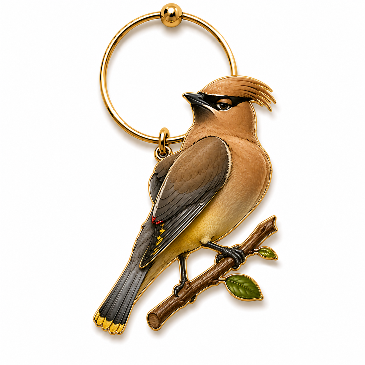 The Best Dressed — Cedar Waxwing wine charm illustration